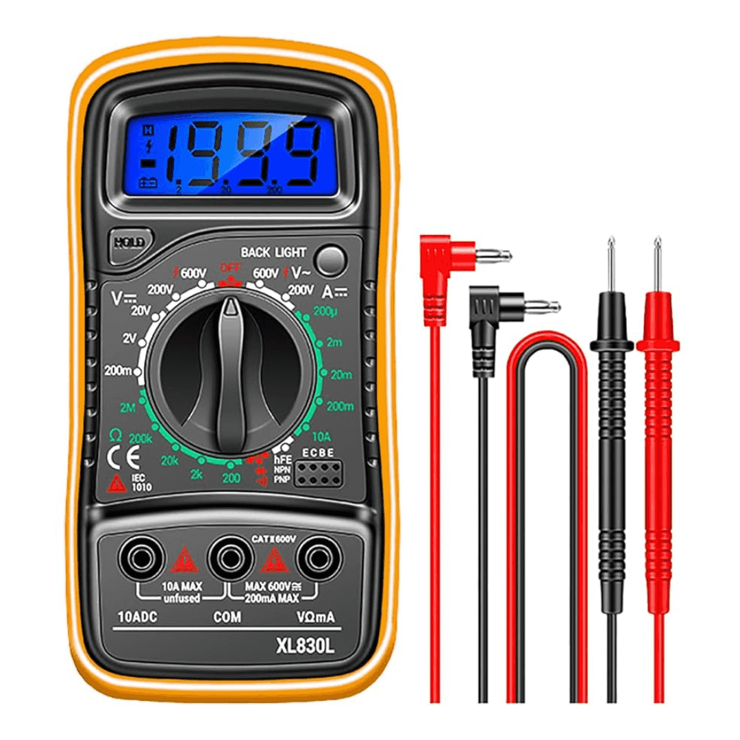 Multimetro Digital - Voltímetro con Doble Fusibles - Multímetro Portátil con Pantalla LCD Tensión en CA/CC/DC, Resistencia, Continuidad, Frecuencia Etc (multime