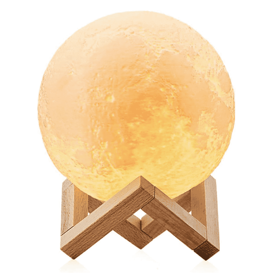 Lampara Luna 3D LED Moon Lamp, AUELEK 15cm Lámpara magica de Luna, 3 Colores Control Táctil, Recargable de USB, Lámpara para Decoración Habitación, Regalo