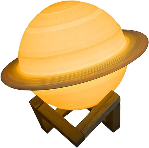 Lámpara Saturno, 16 colores LED 3D, decoración de estrella, recargable por USB y control táctil, luz nocturna para niños, bebés