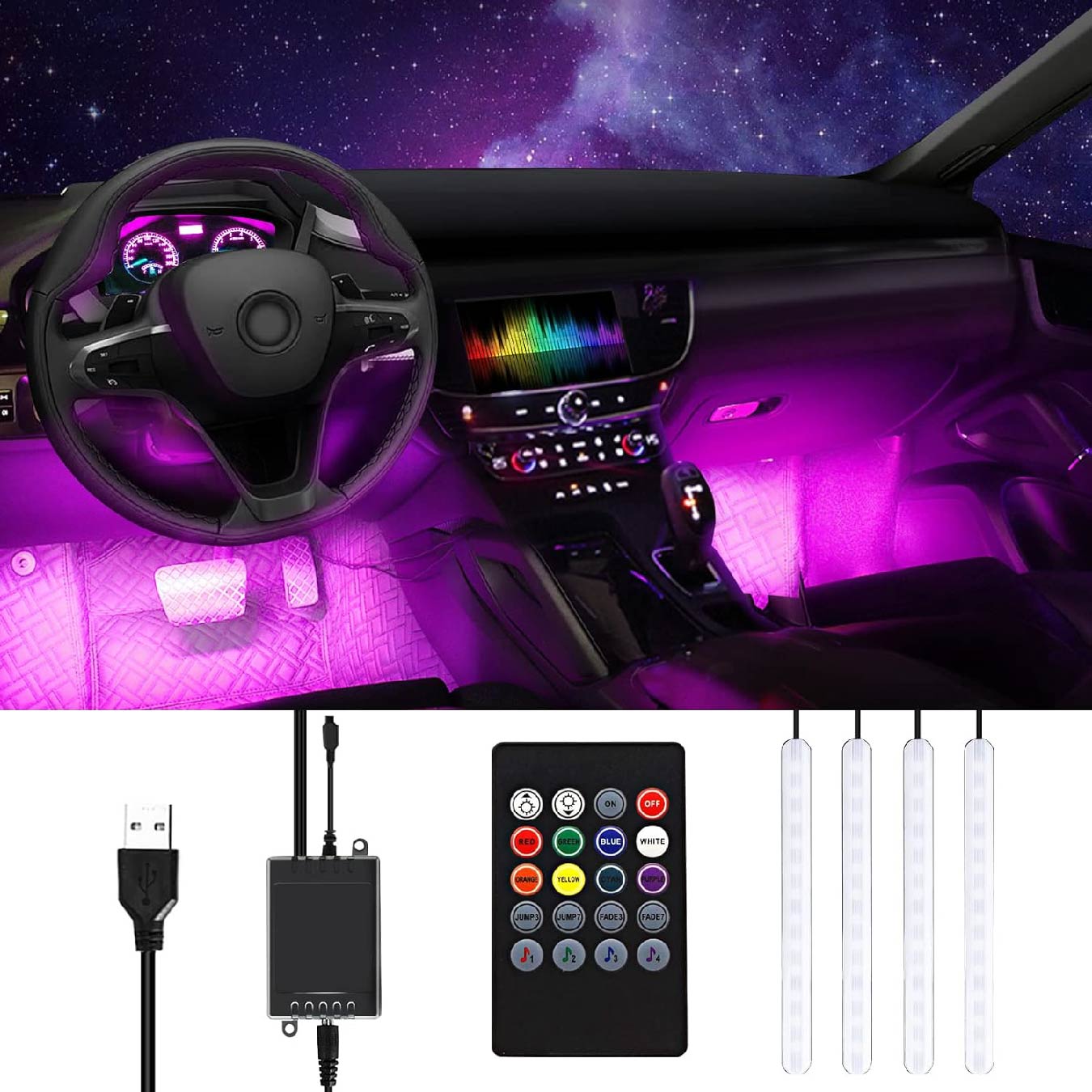 Tiras LED Coche Luces LED Coche Interior