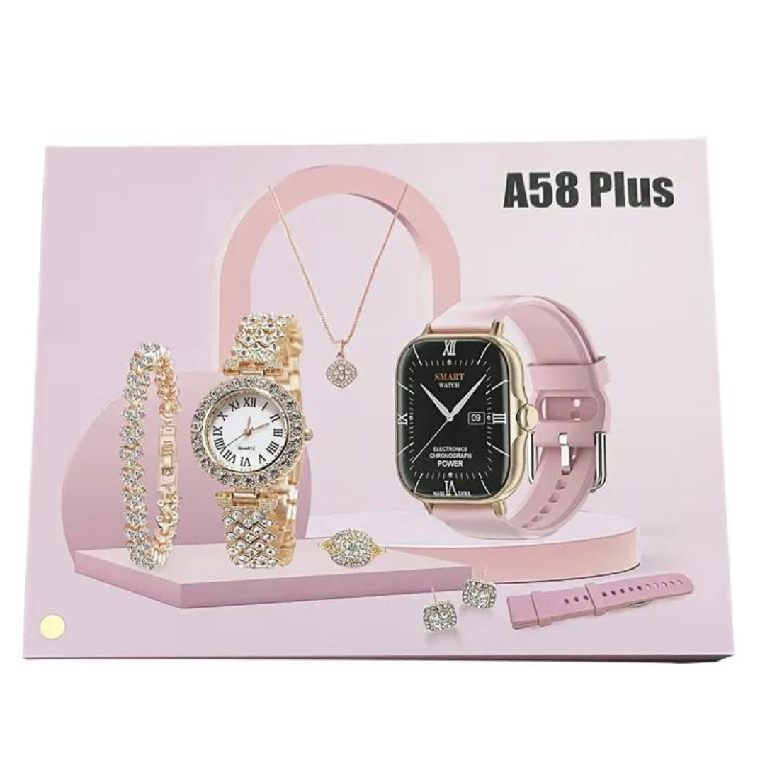 A58 Plus reloj inteligente pantalla táctil conjunto con caja de regalo 8 en 1 NFC relojes inteligentes