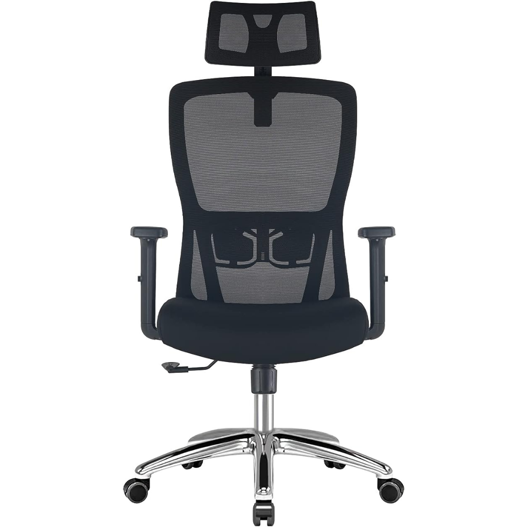 Silla Oficina Ergonómica,Silla de Escritorio con reposacabezas Ajustable,Reposabrazos, Soporte Lumbar, Altura Regulable y oscilación de 120°, Silla giratoria