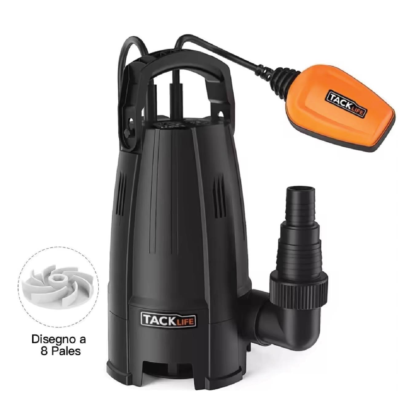 TACKLIFE GSUP2B Bomba De Aguas Sucias Sumergible 400 W Interruptor automático