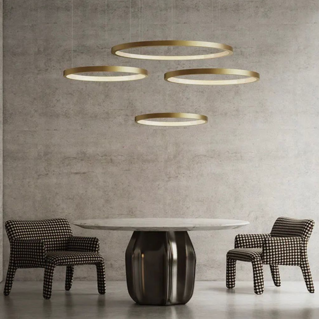 Lampara circular colgante  de luz led  DE 3 aros EAN 1504-LS-GOLD-468-WARM